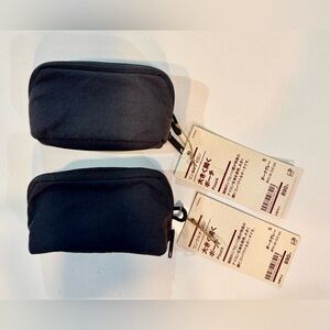 2 Bags Set_Muji Waterproof Wrinkle Nylon Wide-Open Pouch/Cosmetic Bags_Black_NWT